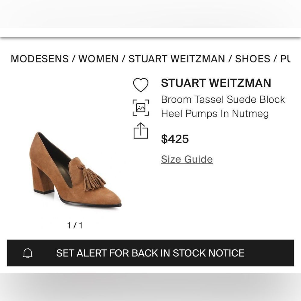 Stuart Weizman Broom Tassel Suede Block-heel Pumps size 7M - Picture 13 of 13